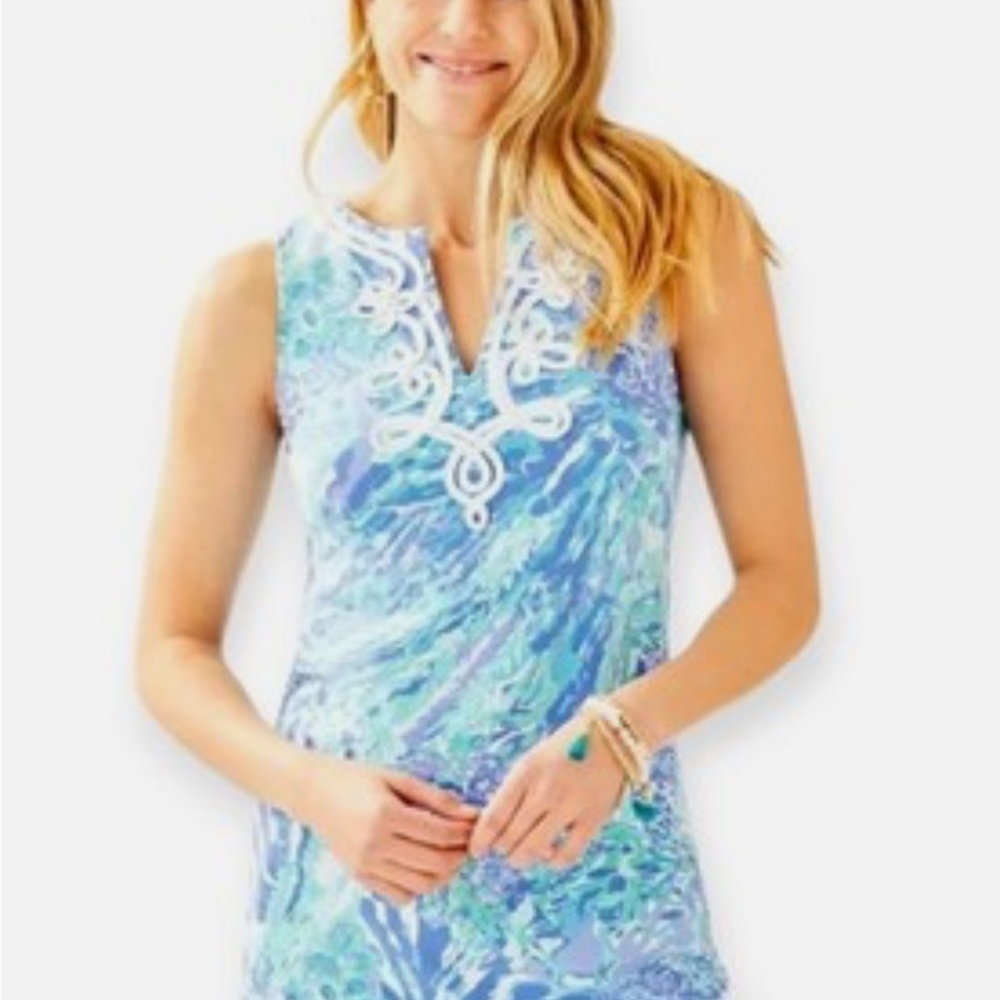 Lilly Pulitzer Blue and Green Sleeveless Dress